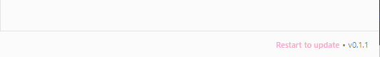 The bottom of the PixelScribe window: Restart to update, then the version number.